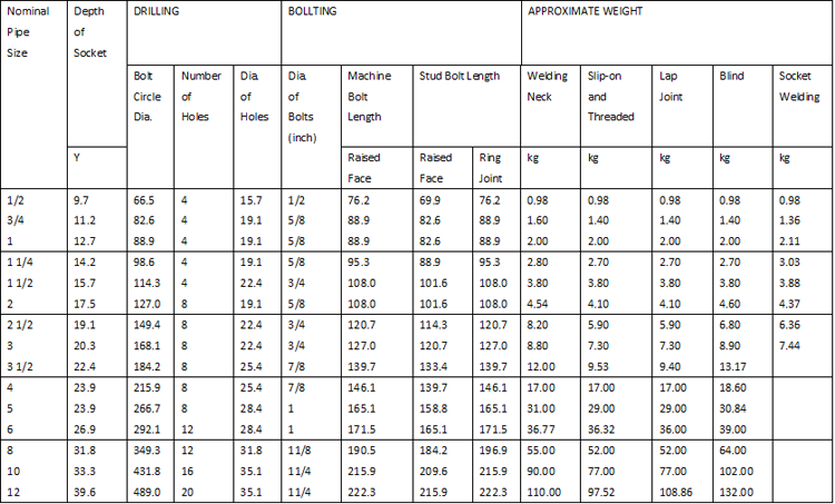  Low Pressure Class 300 flanges specification